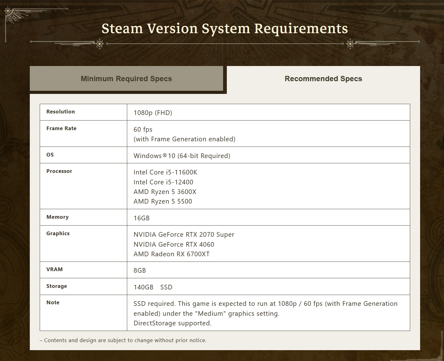 Configuration système requise pour Monster Hunter Wilds sur PC : r/MonsterHunter