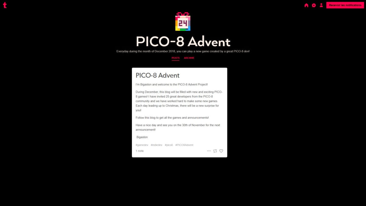 PICO-8 : la communauté lance un calendrier de l'Avent