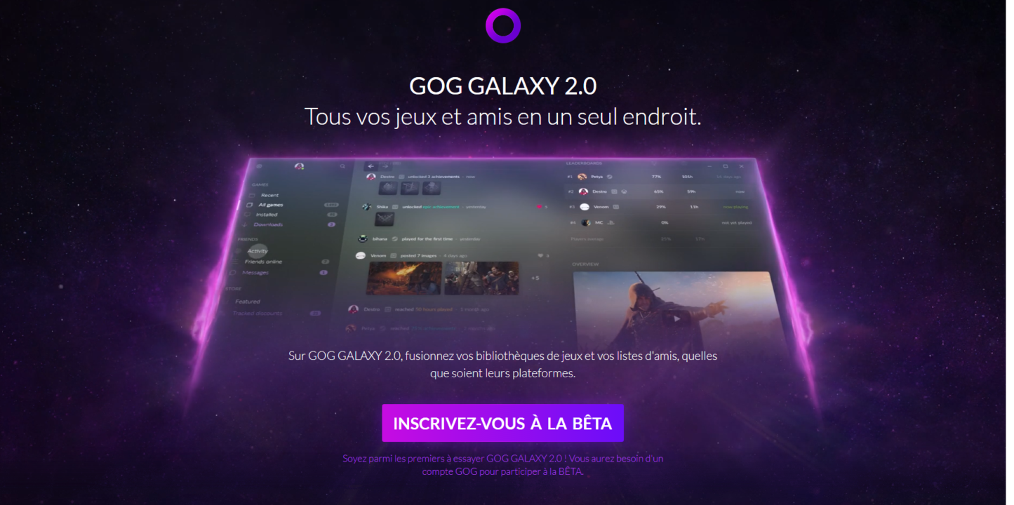 GOG Galaxy 2.0 : la Beta est lancée