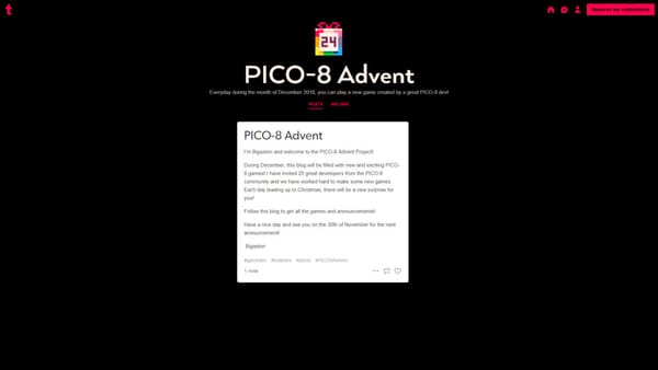 PICO-8 : la communauté lance un calendrier de l'Avent